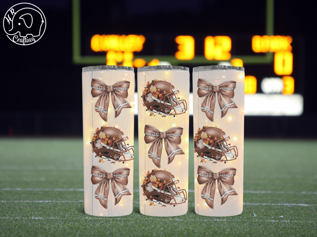 Football Helmets and Bows Tumbler